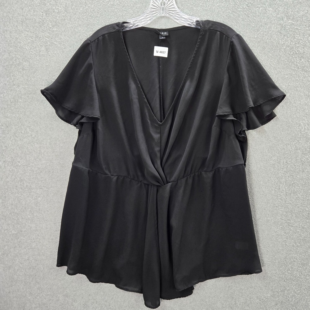 TORRID Women Top 2 Black Blouse Ruffles Peplum V Neck Short Sleeve Pullover